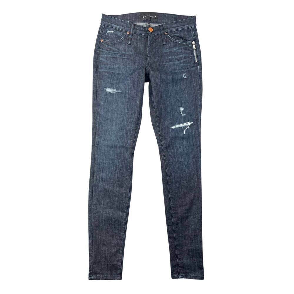 Calvin Rucker Heartbreaker Skinny Jeans Dark Wash Distressed Zip Detail USA - 28
